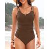 imageWomens One Piece Swimsuit Tummy Control  Slimming Bathing Suit V Wired Full Coverage 2025 SwimwearBrown