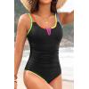imageWomens One Piece Swimsuit Tummy Control  Slimming Bathing Suit V Wired Full Coverage 2025 SwimwearColorful Black