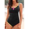 imageWomens One Piece Swimsuit Tummy Control  Slimming Bathing Suit V Wired Full Coverage 2025 SwimwearColorful Black