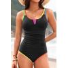 imageWomens One Piece Swimsuit Tummy Control  Slimming Bathing Suit V Wired Full Coverage 2025 SwimwearColorful Black