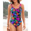 imageWomens One Piece Swimsuit Tummy Control  Slimming Bathing Suit V Wired Full Coverage 2025 SwimwearColorful Leaves