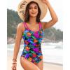 imageWomens One Piece Swimsuit Tummy Control  Slimming Bathing Suit V Wired Full Coverage 2025 SwimwearColorful Leaves