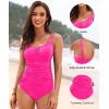 imageWomens One Piece Swimsuit Tummy Control  Slimming Bathing Suit V Wired Full Coverage 2025 SwimwearHot Pink