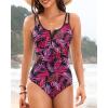 imageWomens One Piece Swimsuit Tummy Control  Slimming Bathing Suit V Wired Full Coverage 2025 SwimwearPink Leaves
