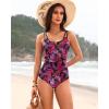 imageWomens One Piece Swimsuit Tummy Control  Slimming Bathing Suit V Wired Full Coverage 2025 SwimwearPink Leaves