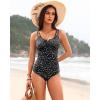imageWomens One Piece Swimsuit Tummy Control  Slimming Bathing Suit V Wired Full Coverage 2025 SwimwearPolka Dot