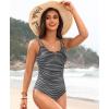 imageWomens One Piece Swimsuit Tummy Control  Slimming Bathing Suit V Wired Full Coverage 2025 SwimwearStriped