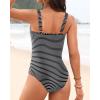 imageWomens One Piece Swimsuit Tummy Control  Slimming Bathing Suit V Wired Full Coverage 2025 SwimwearStriped