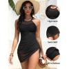 imageWomens Swim Dress One Piece  Swimsuit with Skirt Tummy Control Bathing Suit High Neck Mesh Swimwear 2025Black