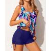 imageYonique Blouson Tankini Swimsuits for Women 2 Piece Bathing Suits Tops with Boyshorts Modest Loose Fit SwimwearNavy and Leaves