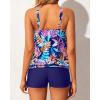 imageYonique Blouson Tankini Swimsuits for Women 2 Piece Bathing Suits Tops with Boyshorts Modest Loose Fit SwimwearNavy and Leaves