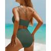imageYonique Cutout One Piece Swimsuit Women  One Shoulder Bathing Suit Ribbed Swimwear 2025 MonokiniArmy Green