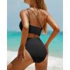 imageYonique Cutout One Piece Swimsuit Women  One Shoulder Bathing Suit Ribbed Swimwear 2025 MonokiniBlack