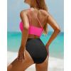 imageYonique Cutout One Piece Swimsuit Women  One Shoulder Bathing Suit Ribbed Swimwear 2025 MonokiniPink Black
