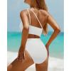 imageYonique Cutout One Piece Swimsuit Women  One Shoulder Bathing Suit Ribbed Swimwear 2025 MonokiniWhite