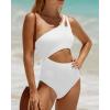 imageYonique Cutout One Piece Swimsuit Women  One Shoulder Bathing Suit Ribbed Swimwear 2025 MonokiniWhite