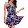imageYonique One Piece Swimsuits for Women Modest Tummy Control Swimdress Vintage Bathing Suits Skirt SwimwearPink Floral