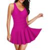 imageYonique One Piece Swimsuits for Women Modest Tummy Control Swimdress Vintage Bathing Suits Skirt SwimwearPurple1