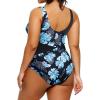 imageYonique Plus Size One Piece Swimsuits for Women Tummy Control Bathing Suits Full Coverage SwimwearBlue Floral
