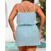 imageYonique Plus Size Swimsuit Cover Up  Hollow Out Button Down Beach Coverups Spaghetti Strap Bathing Suit 2025 Summer DressLight Blue