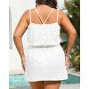 imageYonique Plus Size Swimsuit Cover Up  Hollow Out Button Down Beach Coverups Spaghetti Strap Bathing Suit 2025 Summer DressWhite