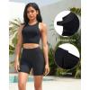 imageYonique Women High Waisted Bikini Two Piece Swimsuit Crop Bathing Suits Sporty Swimwear Bikini SetBlack