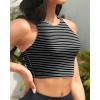 imageYonique Women High Waisted Bikini Two Piece Swimsuit Crop Bathing Suits Sporty Swimwear Bikini SetBlack and White Stripes