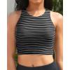 imageYonique Women High Waisted Bikini Two Piece Swimsuit Crop Bathing Suits Sporty Swimwear Bikini SetBlack and White Stripes