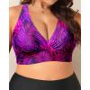 imageYonique Women Plus Size Bikini Top Large Bust Swim Top Full Coverage Swimsuit Sport Bra Bathing SuitPurple Leaf