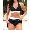imageYonique Womens High Waisted Bikini with Skirt Two Piece Swimsuit with Tummy Control Halter Bathing SuitBlack and White