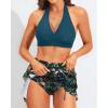 imageYonique Womens High Waisted Bikini with Skirt Two Piece Swimsuit with Tummy Control Halter Bathing SuitTeal and Floral