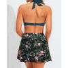 imageYonique Womens High Waisted Bikini with Skirt Two Piece Swimsuit with Tummy Control Halter Bathing SuitTeal and Floral