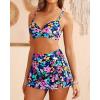 imageYonique Womens Underwire Bikini with Skirt  Push Up Bathing Suit Two Piece High Waisted Swimsuit 2025 SwimwearColorful Flower