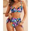 imageYonique Womens Underwire Bikini with Skirt  Push Up Bathing Suit Two Piece High Waisted Swimsuit 2025 SwimwearColorful Flower