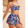 imageYonique Womens Underwire Bikini with Skirt  Push Up Bathing Suit Two Piece High Waisted Swimsuit 2025 SwimwearColorful Flower