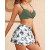 imageYonique Womens Underwire Bikini with Skirt  Push Up Bathing Suit Two Piece High Waisted Swimsuit 2025 SwimwearGreen Palm Tree