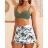 imageYonique Womens Underwire Bikini with Skirt  Push Up Bathing Suit Two Piece High Waisted Swimsuit 2025 SwimwearGreen Palm Tree