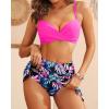 imageYonique Womens Underwire Bikini with Skirt  Push Up Bathing Suit Two Piece High Waisted Swimsuit 2025 SwimwearPink and Floral