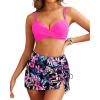 imageYonique Womens Underwire Bikini with Skirt  Push Up Bathing Suit Two Piece High Waisted Swimsuit 2025 SwimwearPink and Floral