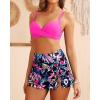 imageYonique Womens Underwire Bikini with Skirt  Push Up Bathing Suit Two Piece High Waisted Swimsuit 2025 SwimwearPink and Floral