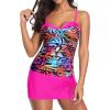 imageYonique Womens Underwire Tankini Swimsuits with Skirt Two Piece Bathing Suits Tummy Control SwimwearColorful Leaves