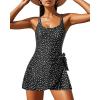 imageOne Piece Swimdress for Women  Tummy Control Swimsuit with Skirt 2025 Wrap Tie Side Bathing Suit DressBlack and White Dot