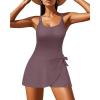 imageOne Piece Swimdress for Women  Tummy Control Swimsuit with Skirt 2025 Wrap Tie Side Bathing Suit DressBrown
