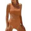 imageWomens One Piece Swimsuit One Shoulder Bathing Suit Cutout Tummy Control SwimwearGolden Brown