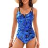 imageWomens One Piece Swimsuit Tummy Control  Slimming Bathing Suit V Wired Full Coverage 2025 SwimwearBlue Paisley