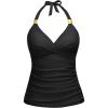 imageWomens Tankini Top Only  Halter Swim Top 2025 Tummy Control Bathing Suit Top No BottomBlack