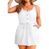imageYonique Plus Size Swimsuit Cover Up  Hollow Out Button Down Beach Coverups Spaghetti Strap Bathing Suit 2025 Summer DressWhite