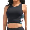 imageYonique Women High Waisted Bikini Two Piece Swimsuit Crop Bathing Suits Sporty Swimwear Bikini SetFlower Splicing