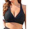 imageYonique Women Plus Size Bikini Top Large Bust Swim Top Full Coverage Swimsuit Sport Bra Bathing SuitBlack