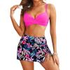 imageYonique Womens Underwire Bikini with Skirt  Push Up Bathing Suit Two Piece High Waisted Swimsuit 2025 SwimwearPink and Floral